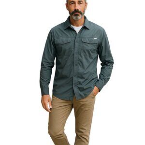 Columbia Mens Omni-Shade UV Protection Button Down Top Gray Size M